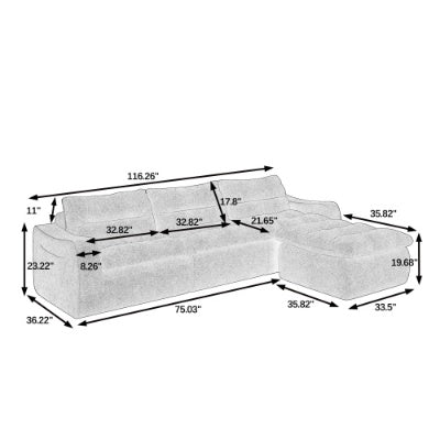 Canapé combiné modulaire en forme de L