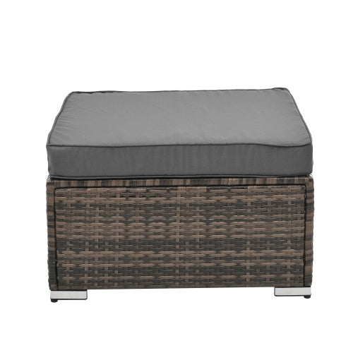 Set Wicker Furniture With Tempered Glass Coffee Table