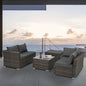 Set Wicker Furniture With Tempered Glass Coffee Table