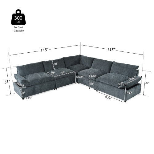 Modular Deep Gray Sectional Sofa