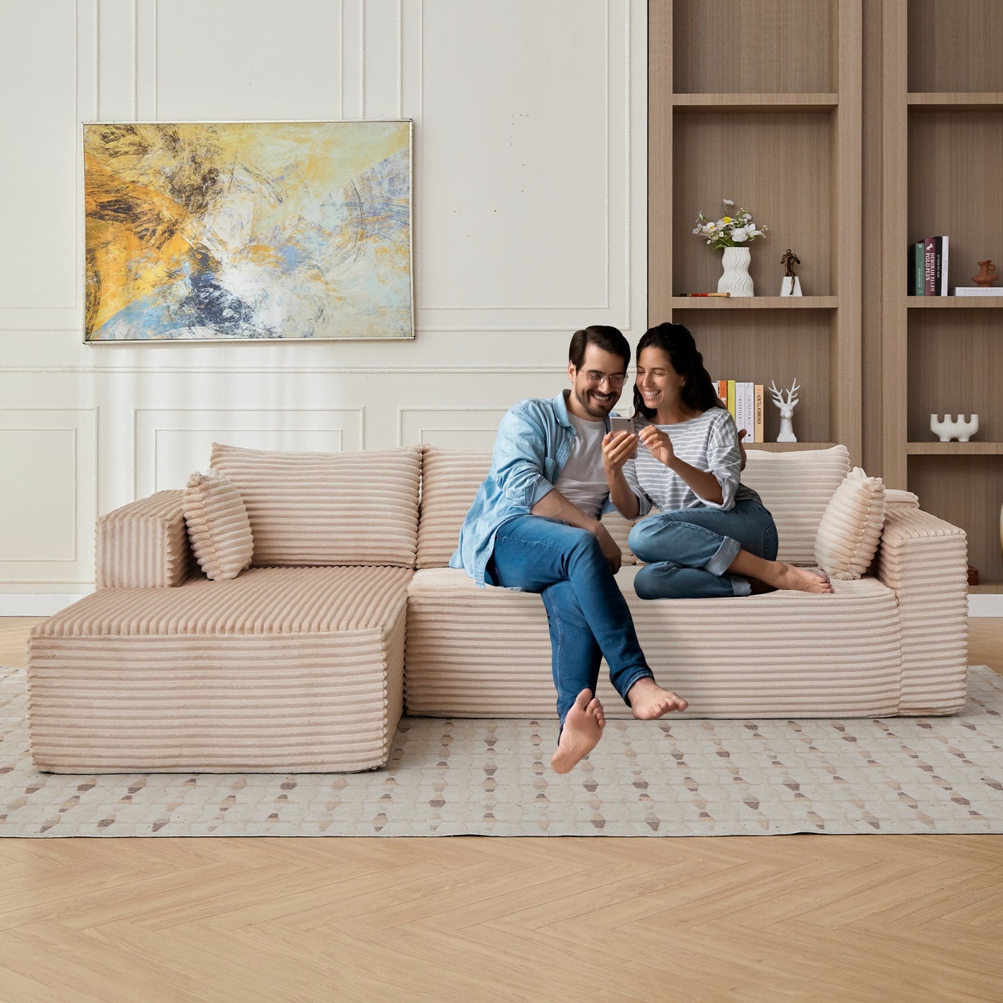 White compression sofa